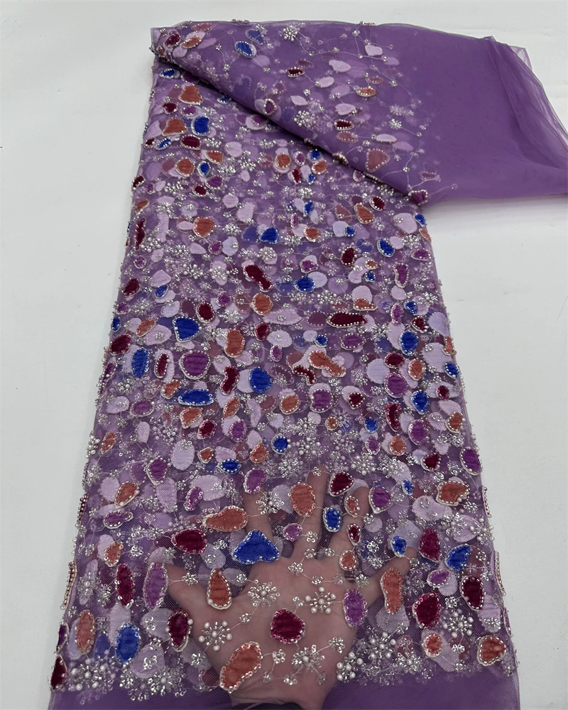 

High Quality African Sequins Lace Fabric Beads French Nigerian Groom Net for Dress Sewing Wedding Party