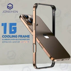 Hybrid Silicone Frame Aluminum Metal Case For iPhone 16 15 13 12 Pro Max 14 Plus Better Heat Light Alloy Bumper Back Accessories