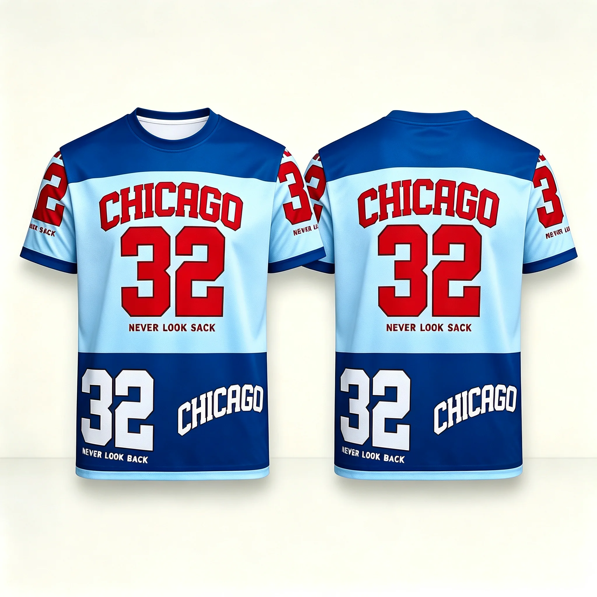 Chicago No.32 Trendy Commemorative Fan Jersey, Double-sided Number & Slogan Print, Breathable Sports Shirt Many Color Choices