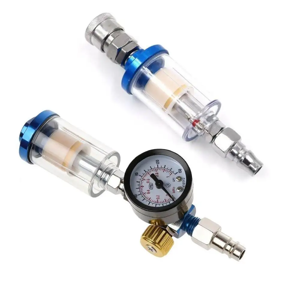 Air Pressure Gauge Regulator Moisture Separator Filter For Paint Spray Applicator Compressed Air Line Cleaning Tool