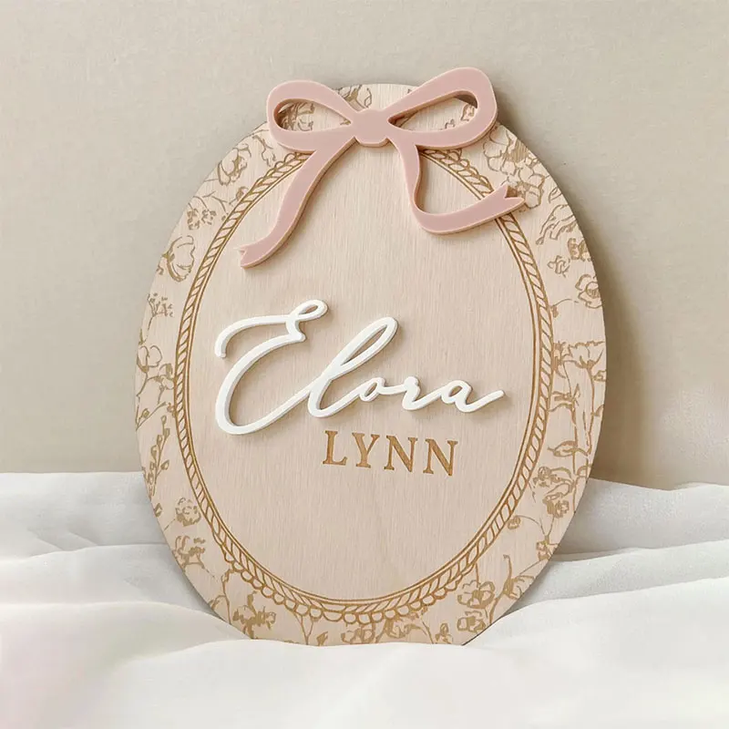 

Индивидуальная винтажная именная табличка с цветочным бантом для девочек, карточка сведений о рождении ребенка в винтажном стиле с цветочным узором и бантом, подарок на бэби-шауэр