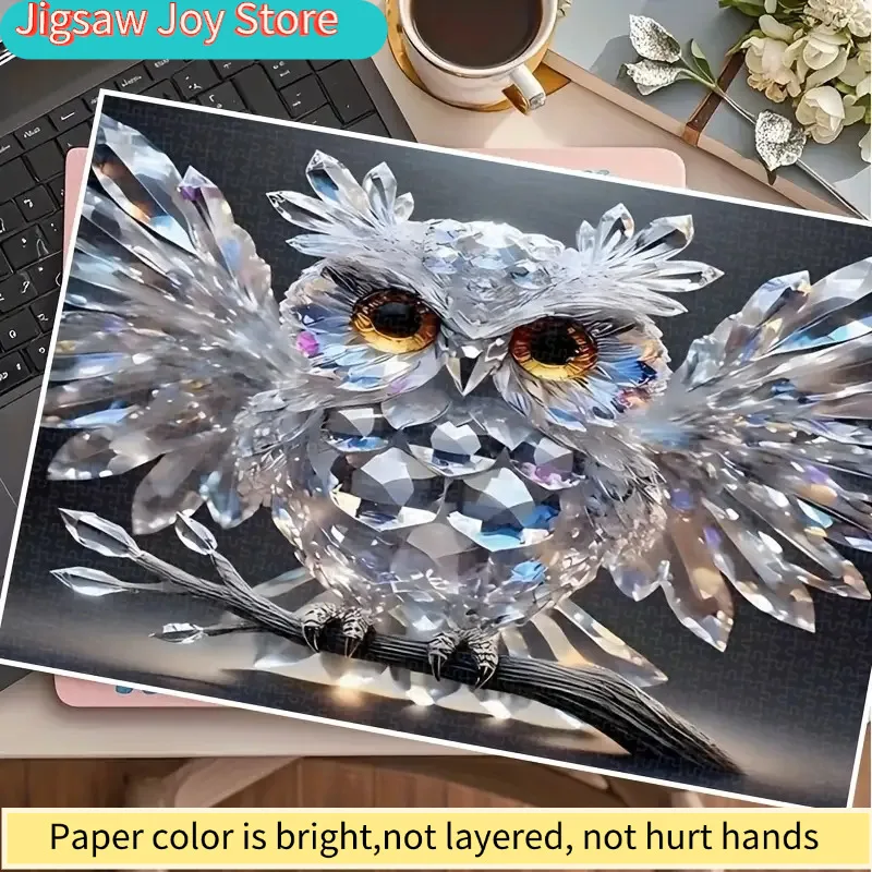 Disney  Crystal Owl Wings 3D Puzzle | Artistic Light and Shadow Design with Expressive Eyes, Frameless Adult Educational Game,