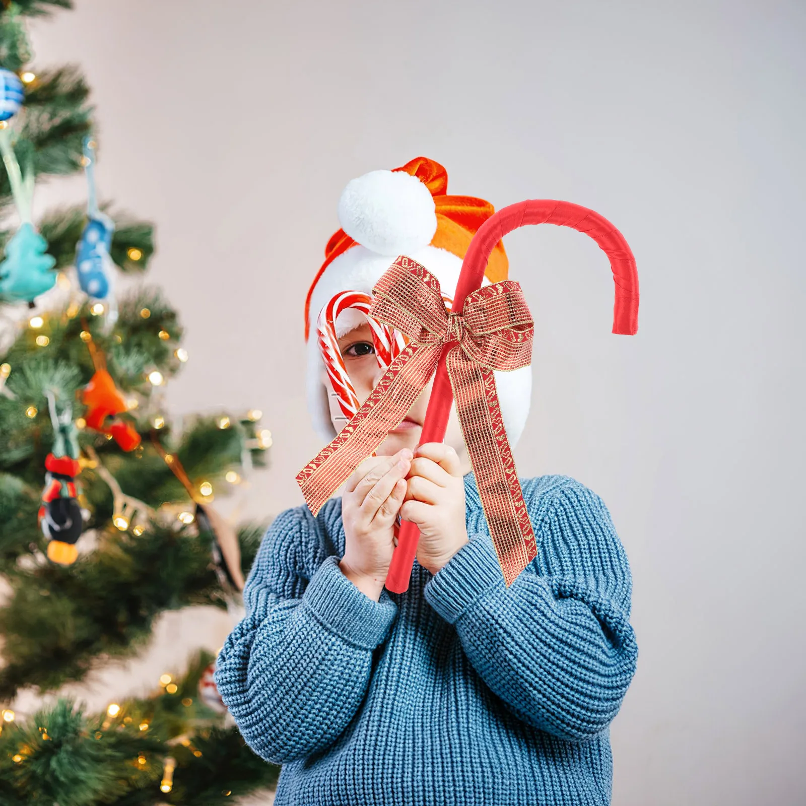 

Bowknot Cane Christmas Valentine's Day Role-Play Decorative Cosplay Ornament Photo Prop Staff Costume Cane Prop Dress Up Party