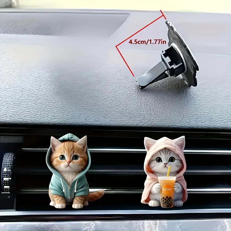 Cute cat acrylic car aromatherapy, long-lasting fragrance, vent clip, decorative and aromatherapy