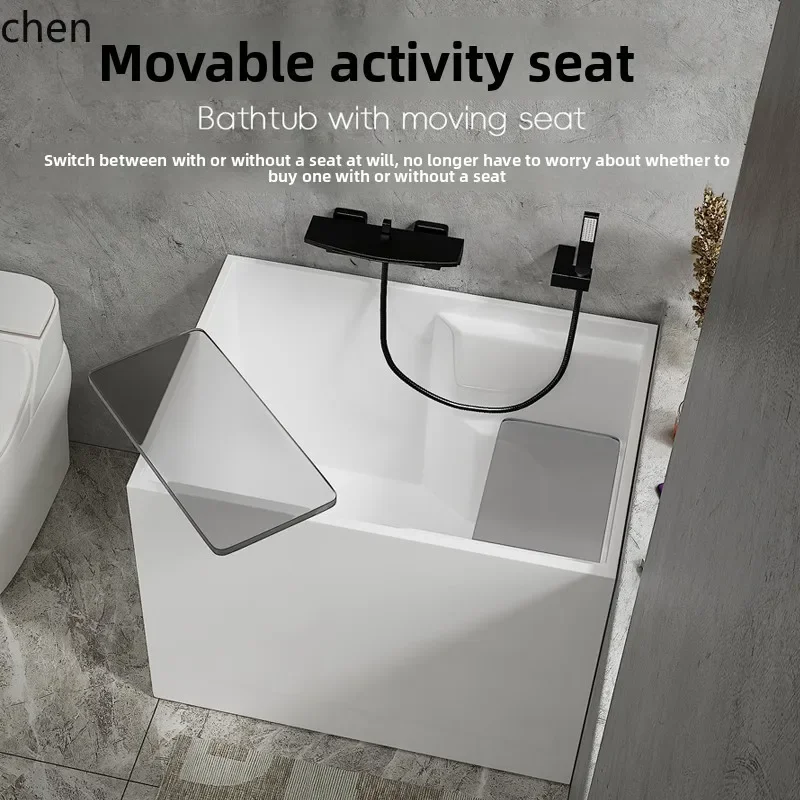 

HYS Home Use Adult Small Apartment Overall Mini Deep Soak Freestanding Movable Bathtub Acrylic Bathtub