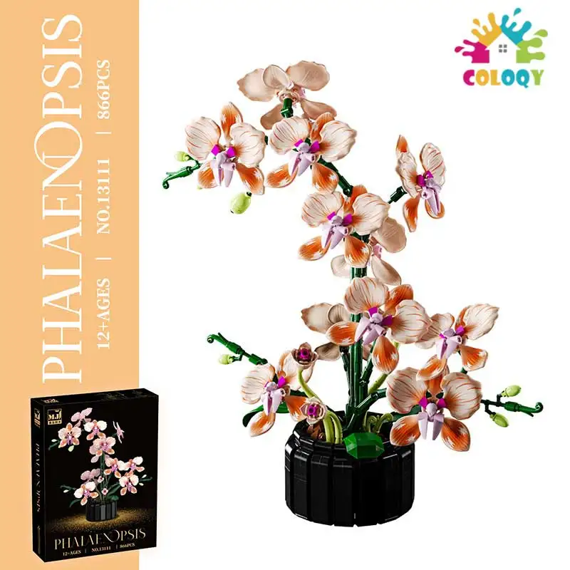Plantes en pot en langage de fleurs, blocs de construction de fleurs, cadeaux pour enfants, assemblage de jouets pour filles, ornements de bureau, 13033 – 13069