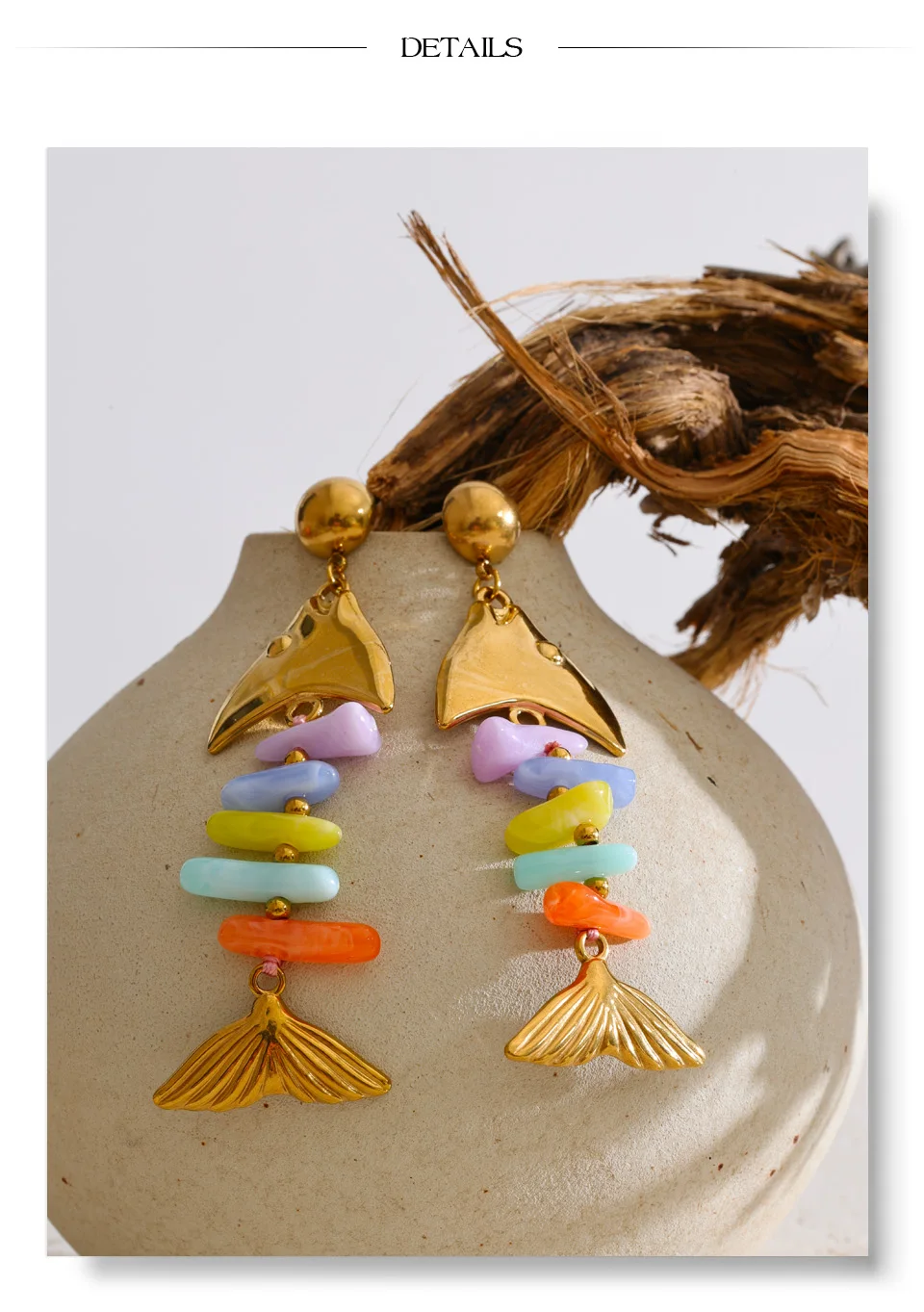 Yhpup Ocean Style Edelstahl-Ohrringe mit buntem Harz-Fisch-Anhänger, sommerlicher, stilvoller Trend, einzigartiger, handgefertigter Urlaubsschmuck – Detail 8