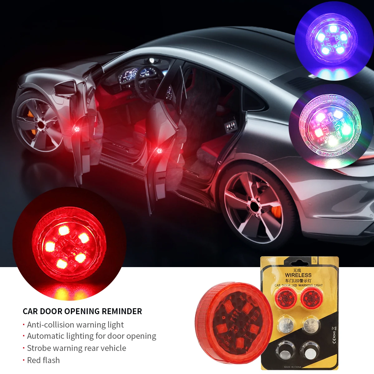 

Car Door Warning Lights Safety Strobe Door LED Light Signal Flash Lamps Universal for Auto Decoration Lamp Car Goods Accessories