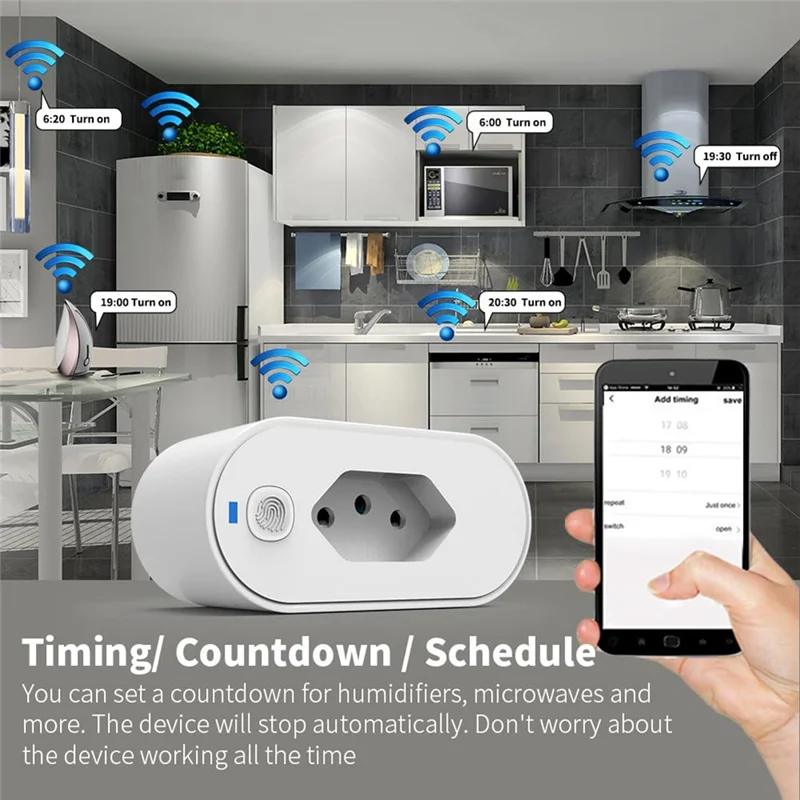 ABJN-Wifi مخرج التوصيل الذكي 16A المقبس BR التوصيل مع التطبيق التحكم الصوتي الموقت أتمتة وظيفة قياس الجهد