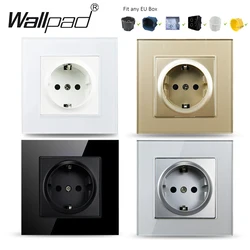 Wallpad 16A EU Socket White / Black / Grey / Gold Glass Panel Russia Electrical Sockets Power Outlet for Round Box L6 Series