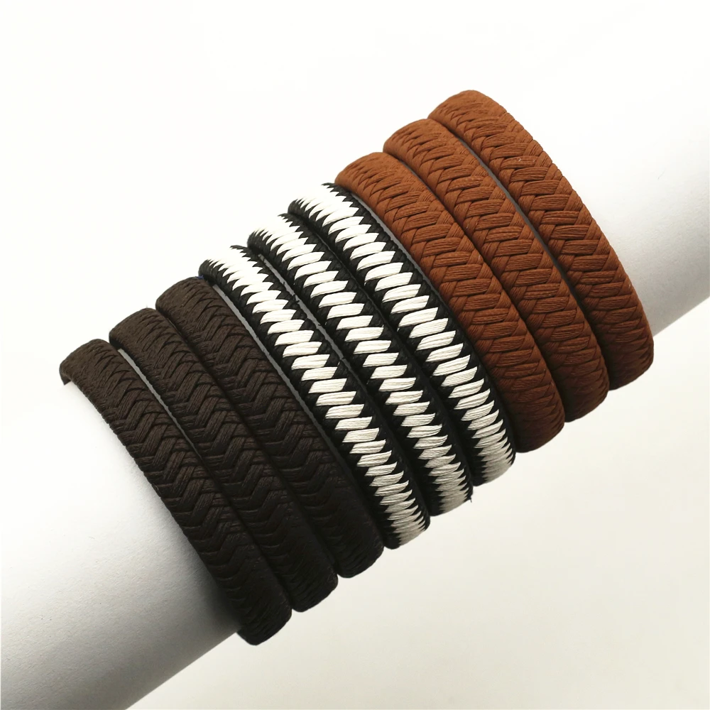 Westbull Wholesale Brown White Rope Woven Wrap Men Braided Bracelets Women Homme Jewelry