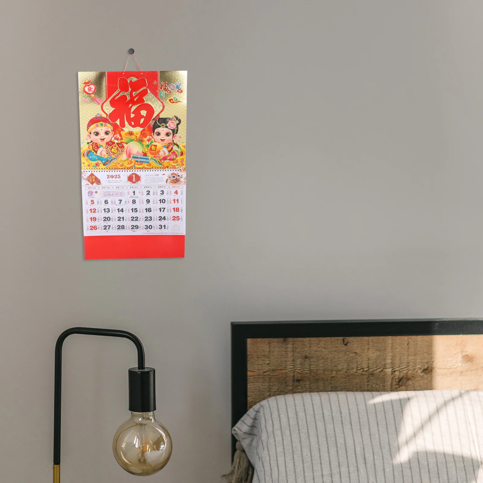 

Wall Calendars Gold Foil Fu Card China Chinese New Year Zodiac Snake Lunar Delicate Hanging Family Office