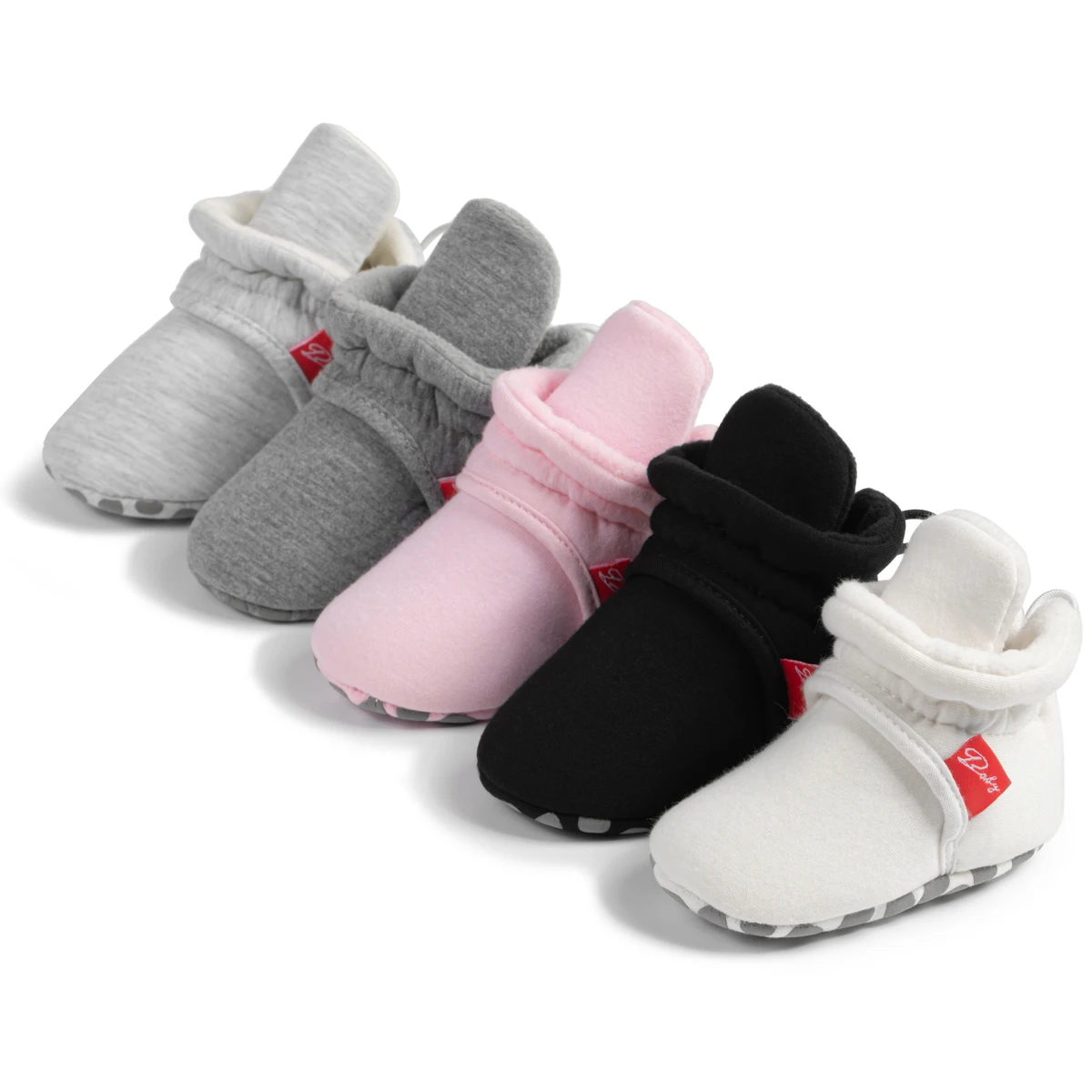 Inverno neonato ragazza calzini stivaletti Fluff morbido cavo elastico primi camminatori antiscivolo Indoor caldo neonato scarpe mocassino