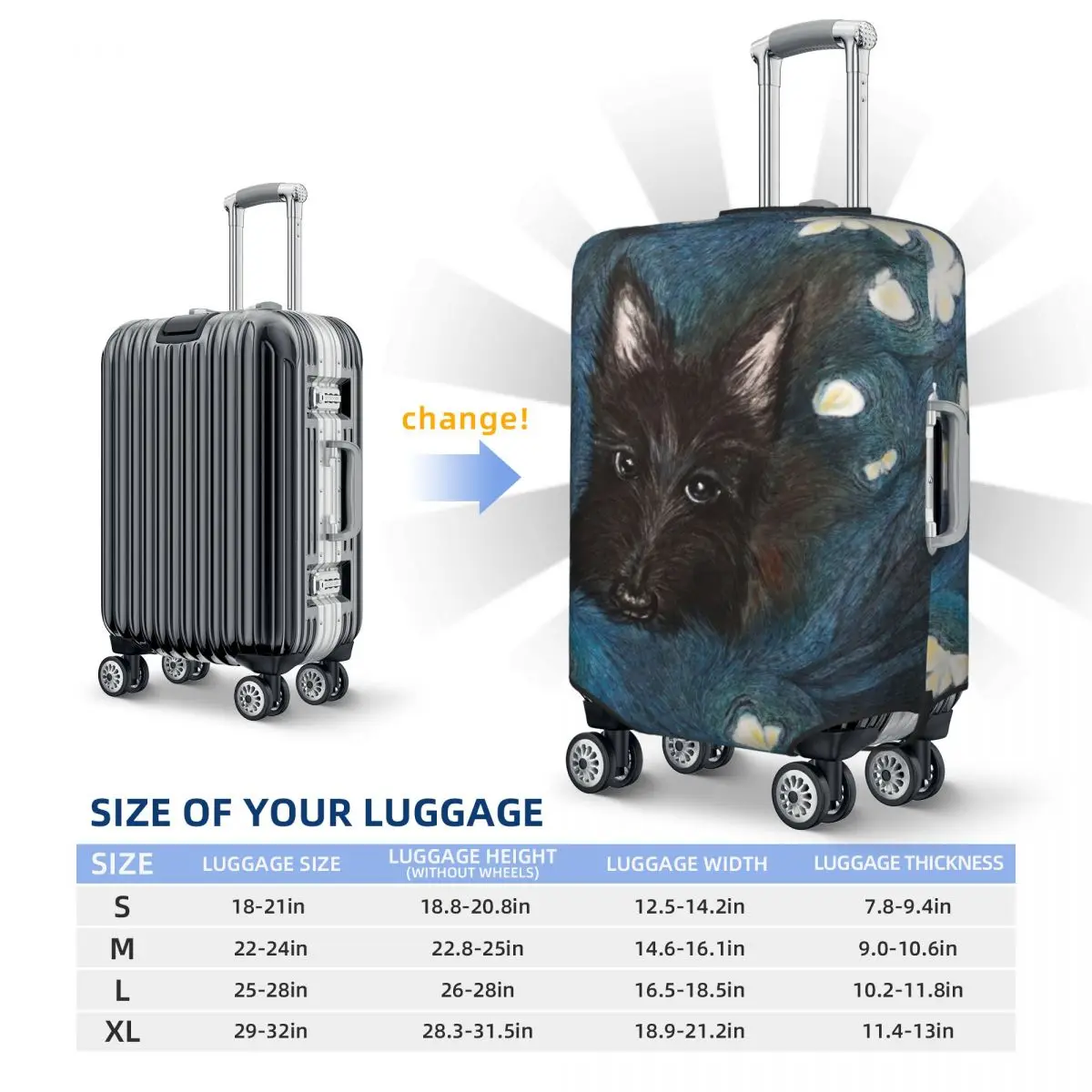 Custom Cute Scottie Puppy Luggage Cover Elastic Scottish Terrier Dog Travel Suitcase Protective Covers Fits 18-32 Inch