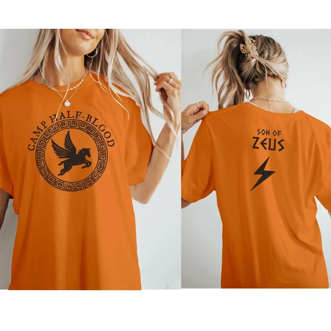 ค่าย Half Blood Long Island Percy Jackson ลูกชายของภาษากรีกเสื้อยืดแฟชั่นฤดูร้อนสบายๆผ้าฝ้ายนุ่มสบาย Unisex พิมพ์ Tees