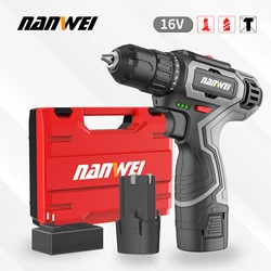 NANWEI handheld electric drill home rechargeable tools lithium-ion multifunctional impact pistol drill electric screwdriver