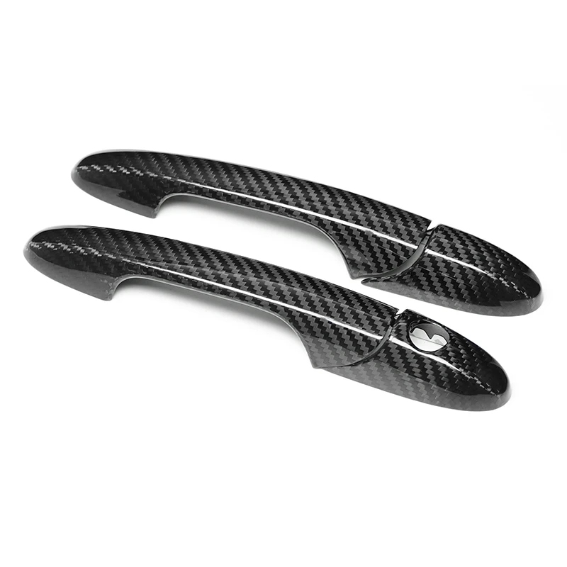 

For Fiat 500 Abarth Universal Exterior Sandy Carbon Fiber Real Accessories Car Door Handle Trim
