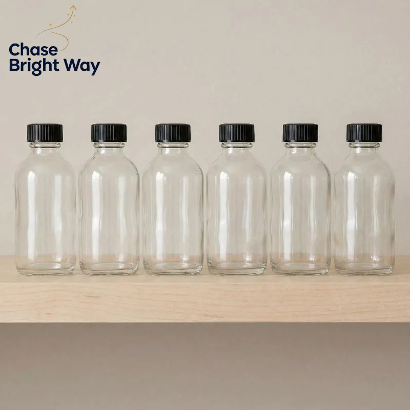 12Pc Glass Bottles With Lids & 3 Funnels - 60/120Ml Bottles 2/4 Oz Clear For Jui
