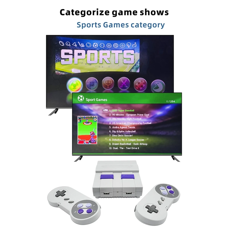 For SNES821 Retro Game Console Wired Double Mini Game Console TV Game Console Built-In 821 Games US Plug