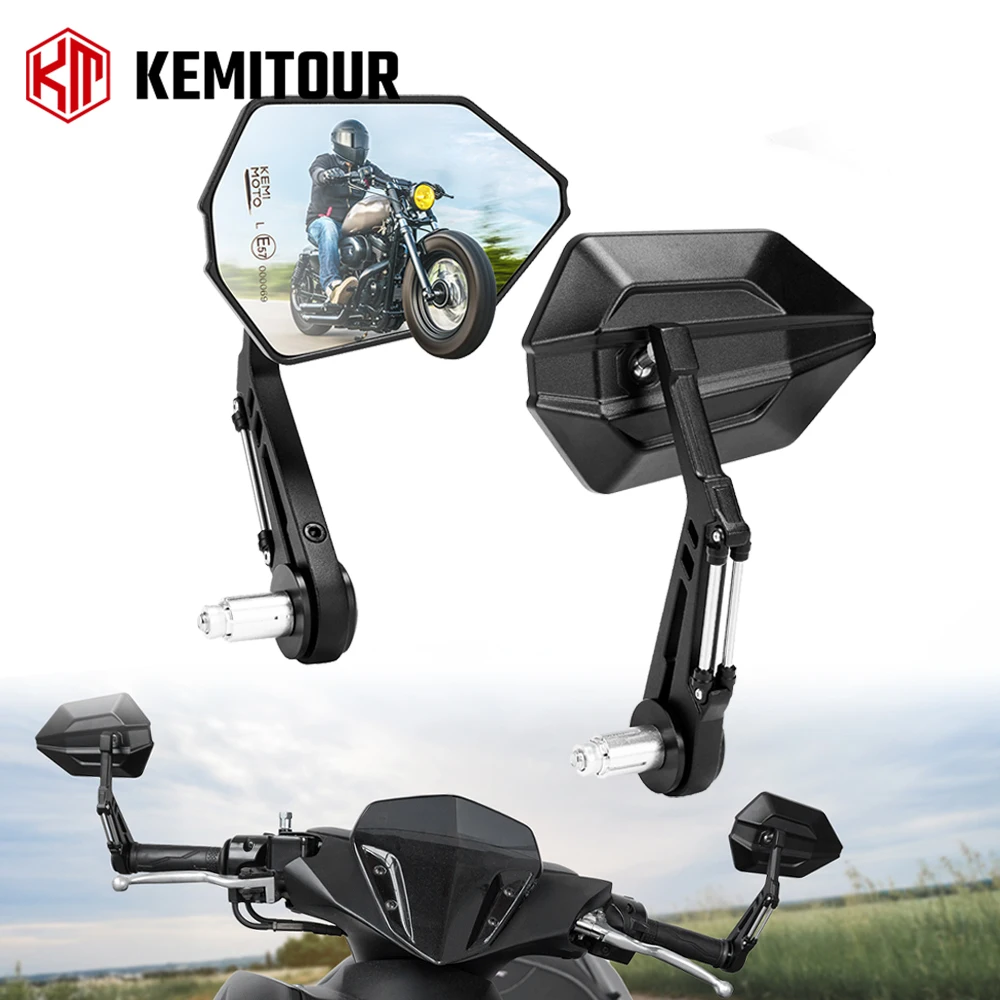 

Universal Motorcycle Bar End Mirrors E57 Certified Compatible with 13-19mm Handlebar Inner Diameters Handlebar End Side Mirror