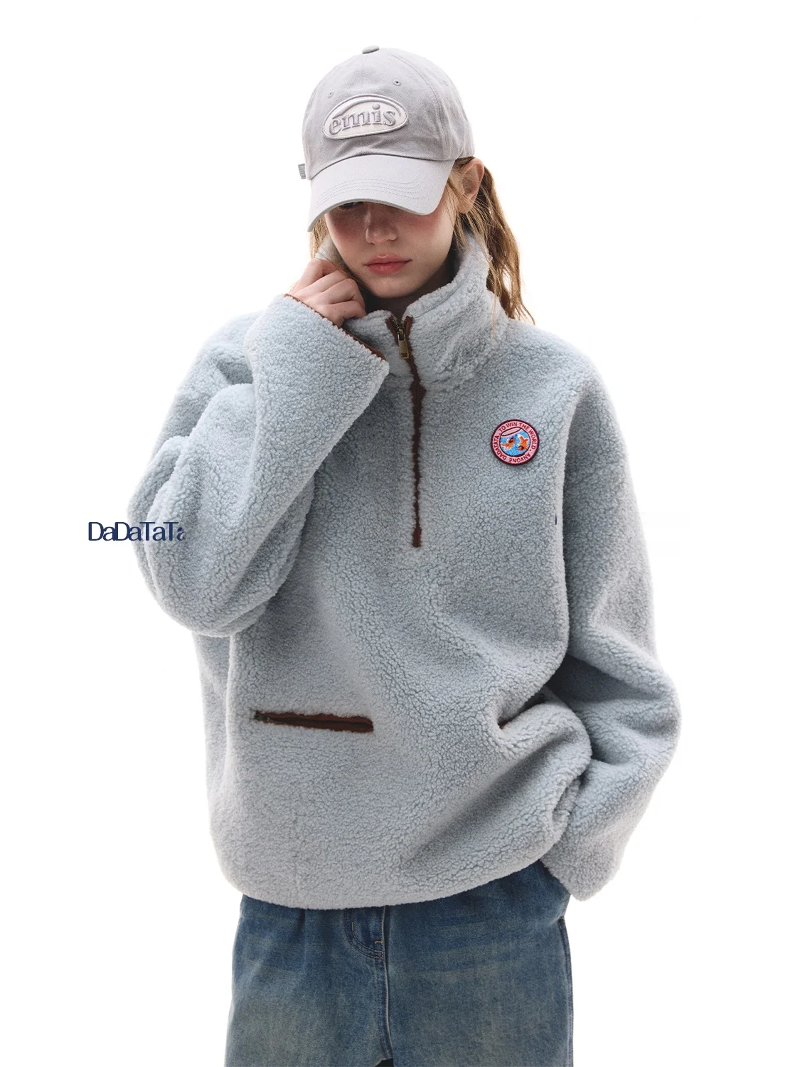 

Warm Furry Outerwear Coat Women's Winter Thiened Fluffy Polyester Fiber Casual Sle ort Coat with Hat Fem Jaet