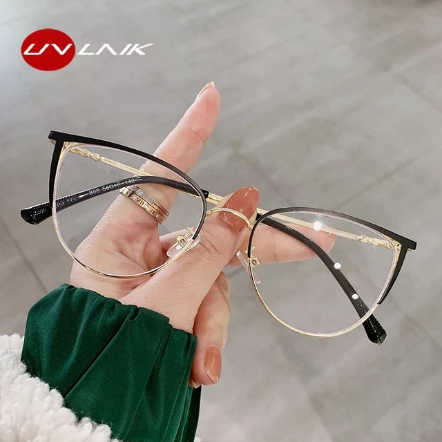 Montura de gafas de ojo de gato Retro para mujer gafas opticas para hombre montura de Metal tendencia de personalidad gafas para miopia Anti azul moda AliExpress