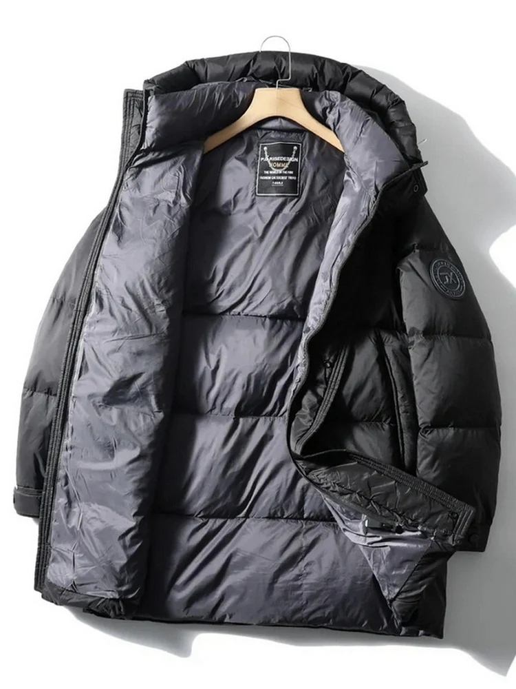 

Мужская пуховая куртка с капюшоном, 90% белый пух, высокая теплопроизводительность, водонепроницаемая, ветрозащитная, повседневная, средней длины, на молнии