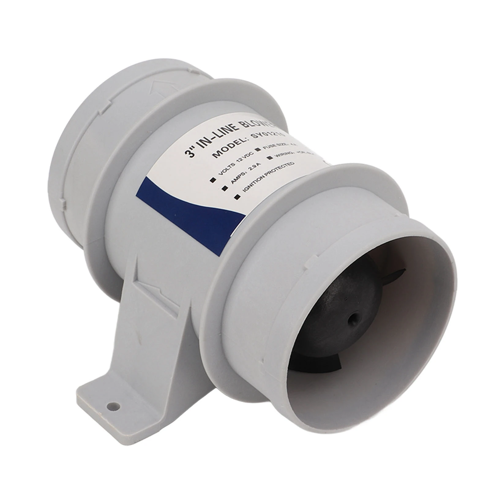 Встроенный вентилятор 12 В с низким током, 3-дюймовый линейный вентилятор, высокоэффективный, тихий, компактный для воздуховодов, морской трюмный воздуходувка