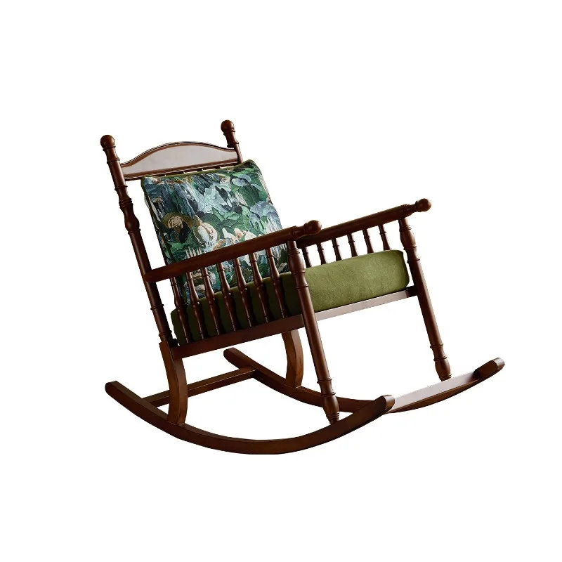 

Rocking chair, French retro solid wood rocking chair, recliner