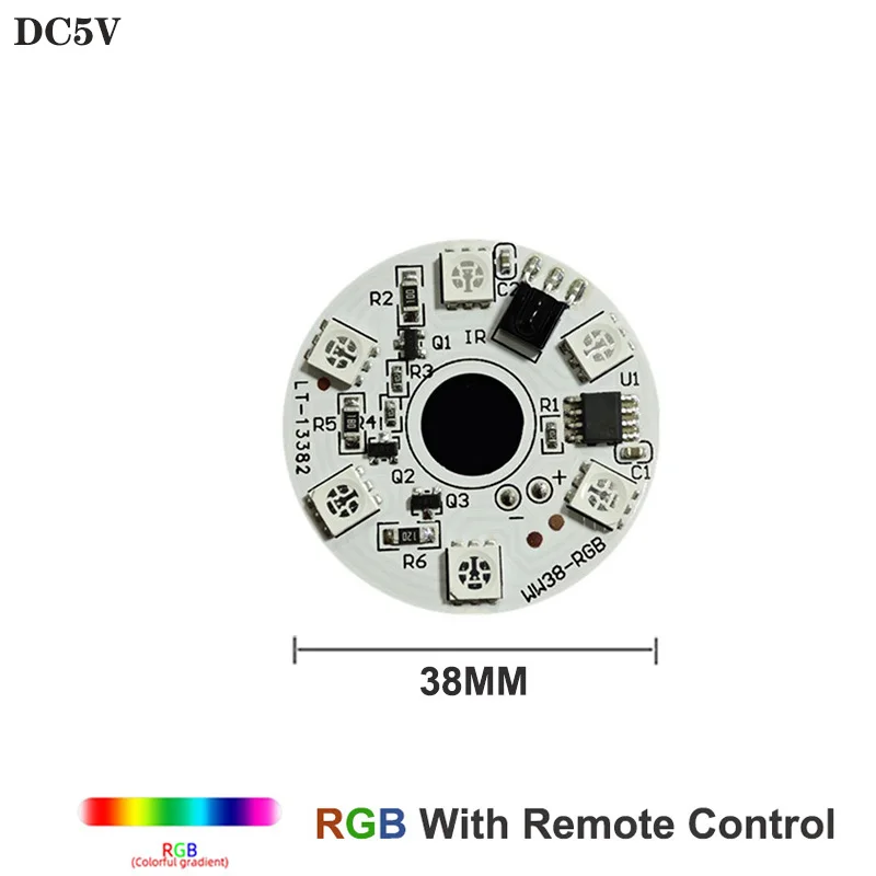 5V RGB LED Lights Plate 4 Modes 16 Colors 6LEDs Lamp Board 3W Colorful Gradient Source IR 24-Key Wireless Remote Switch On/Off