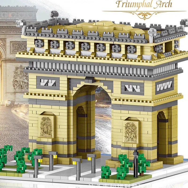 Creative Building Blocks Model Arc de Triomphe Toy Blocks Set Architecture Printed Assemble Bricks Toys Birthday Gifts