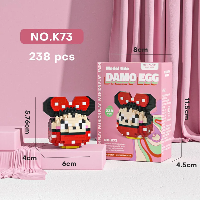 Kawaii Mini Damo Egg Disney Building Blocks Cartoon Mickey Stitch Brick 3D Cute Sanrio Cinnamorol Model Nick Toys For Kids Gift