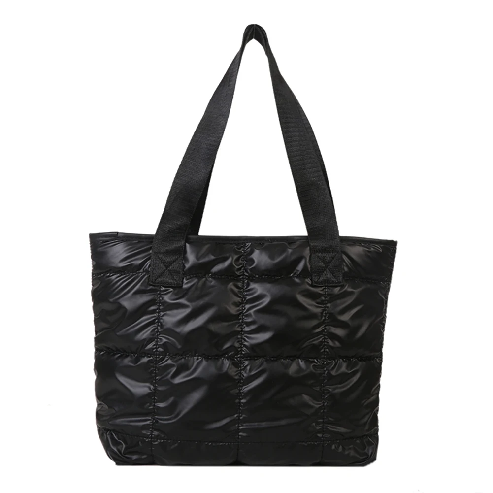 Borsa Tote da donna di moda borse da donna imbottite in cotone di grande capacità borse a rombo con manico superiore trapuntate solide per lavori