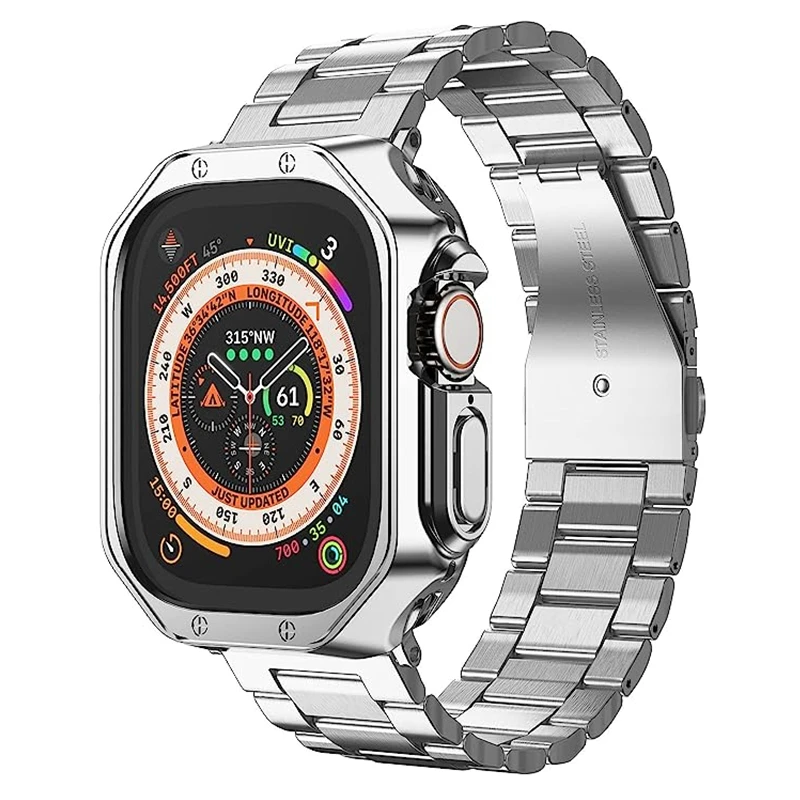 

Metal Strap + TPU Case for Apple Watch Ultra Strap 49mm 41mm 45mm 40mm 44mm 42mm 38mm Bracelet for iWatch Series 8 7 6 SE 5 4 3