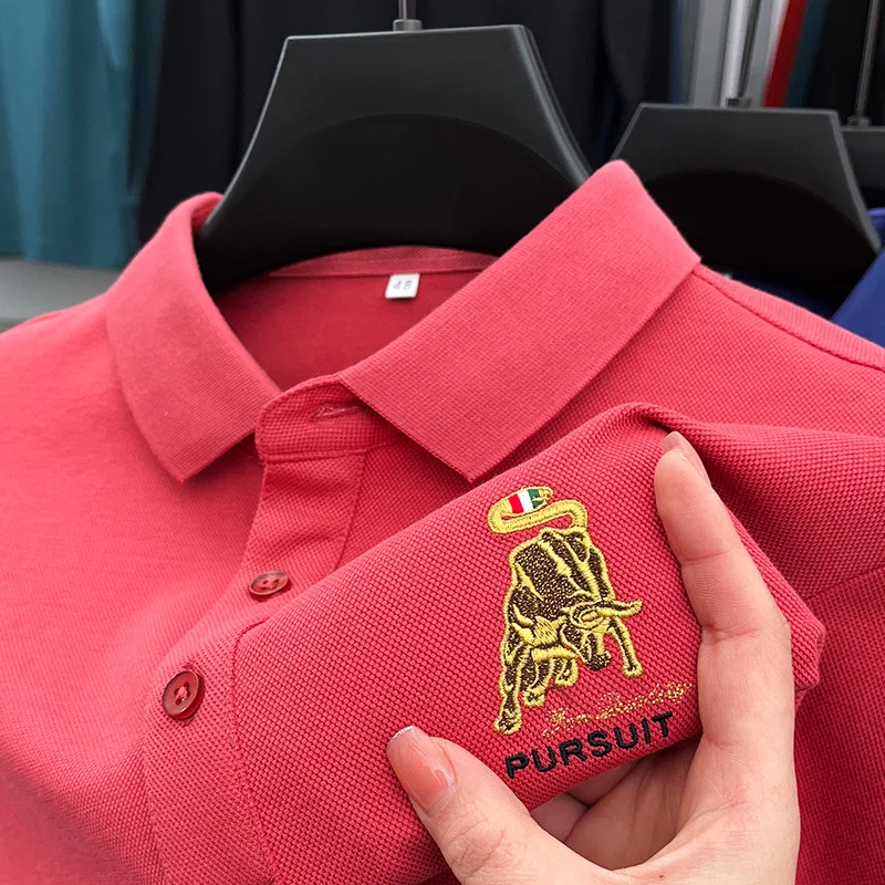 

Luxury Man Original Long-Sleeved Polo Shirt Lapel Button Exquisite Embroidery Comfortable Autumn New Casual Business Men's Wear