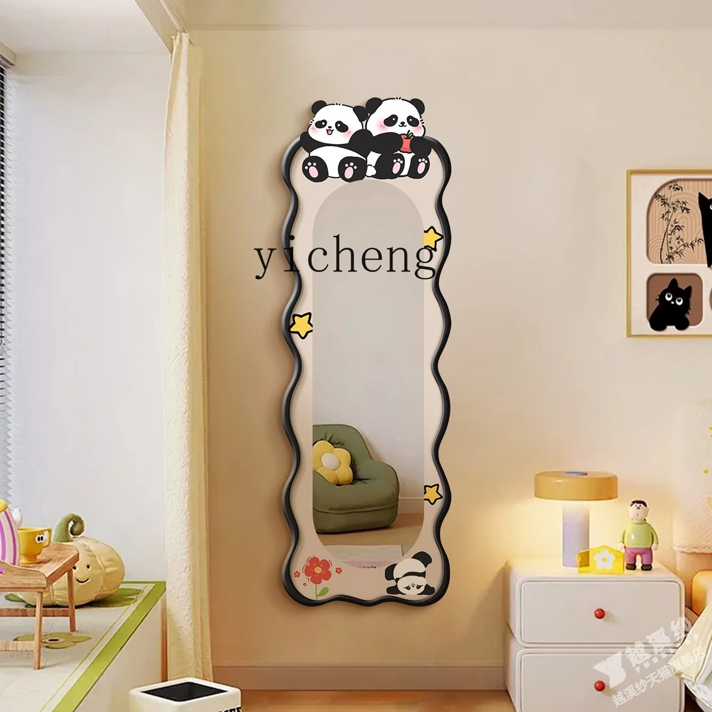 LSL Home Dressing Mirror Living Room Wall-Mounted Mirror Cartoon Bedroom Wall-Mounted HD Wall-Mounted