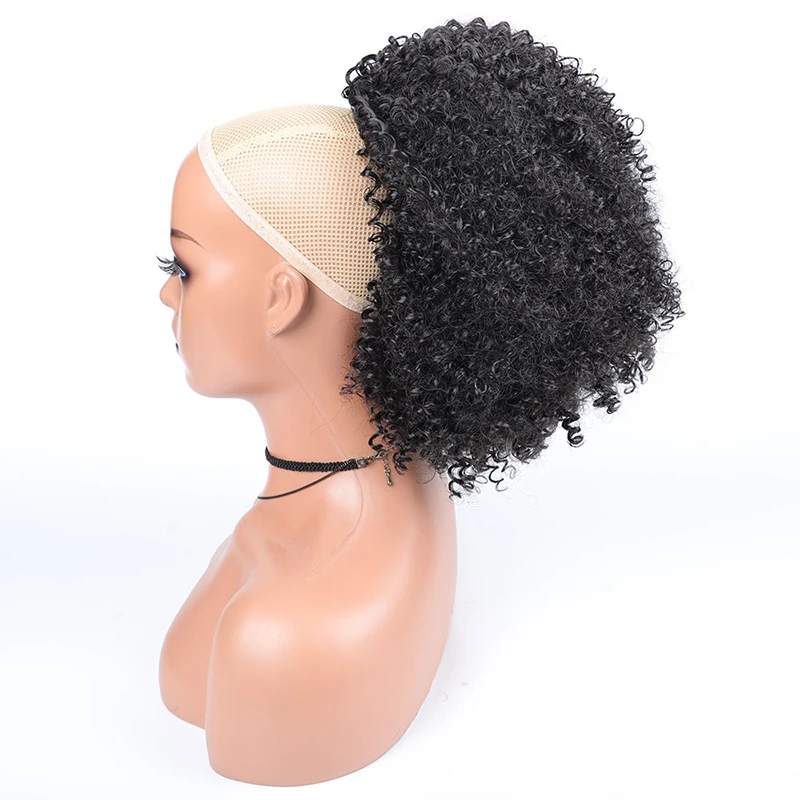 Synthetic Long Afro Kinky Curly Ponytail Natural Color Synthetic Drawstring Ponytail Hair Extension For Women Natural Look