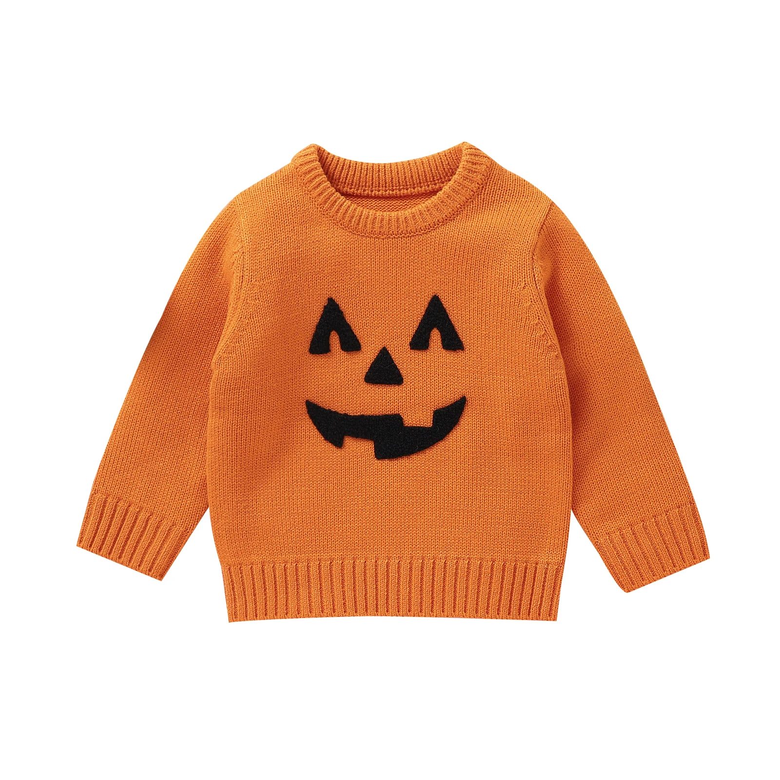 

Toddler Boys Girls Halloween Sweaters Witch Pumpkin Long Sleeve Round Neck Ribbed Knitted Pullover 6M-3 Years