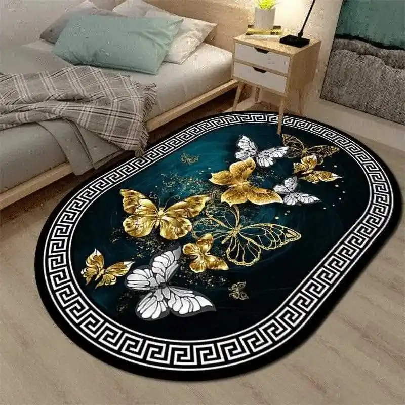 

Bede Oval aggy Carpet Living Room Rug Luxury Velvet Floor Mat Bedroom Decor Large Size Cartoon Print PU Material