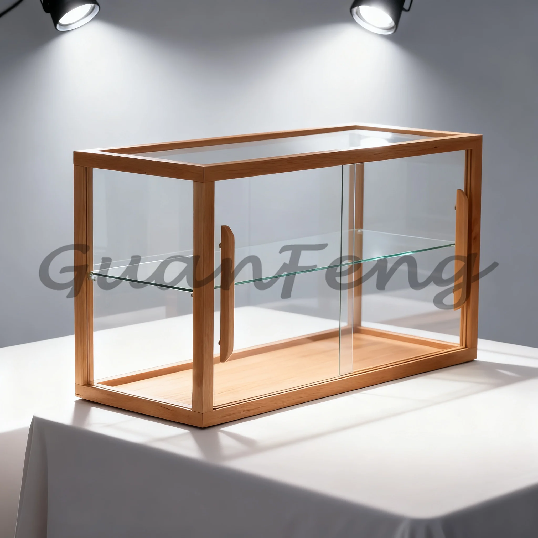 Solid Wood Collectible Figure Display Case Dustproof Glass Door Desktop Showcase for Model Decoration