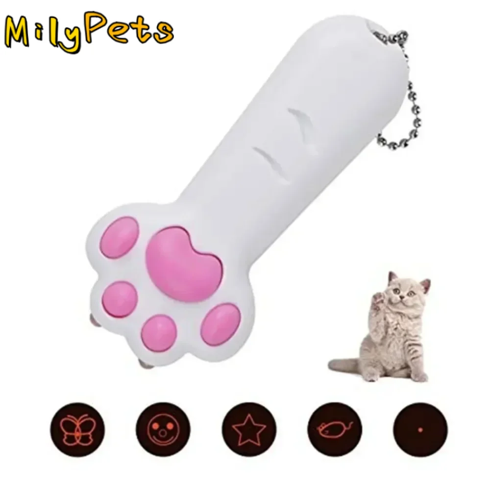 

5 Adjustable Patterns USB-Rechargeable Laser Toy Bright Animation Rechargeable Design Interactive Pet Toy LED Light
