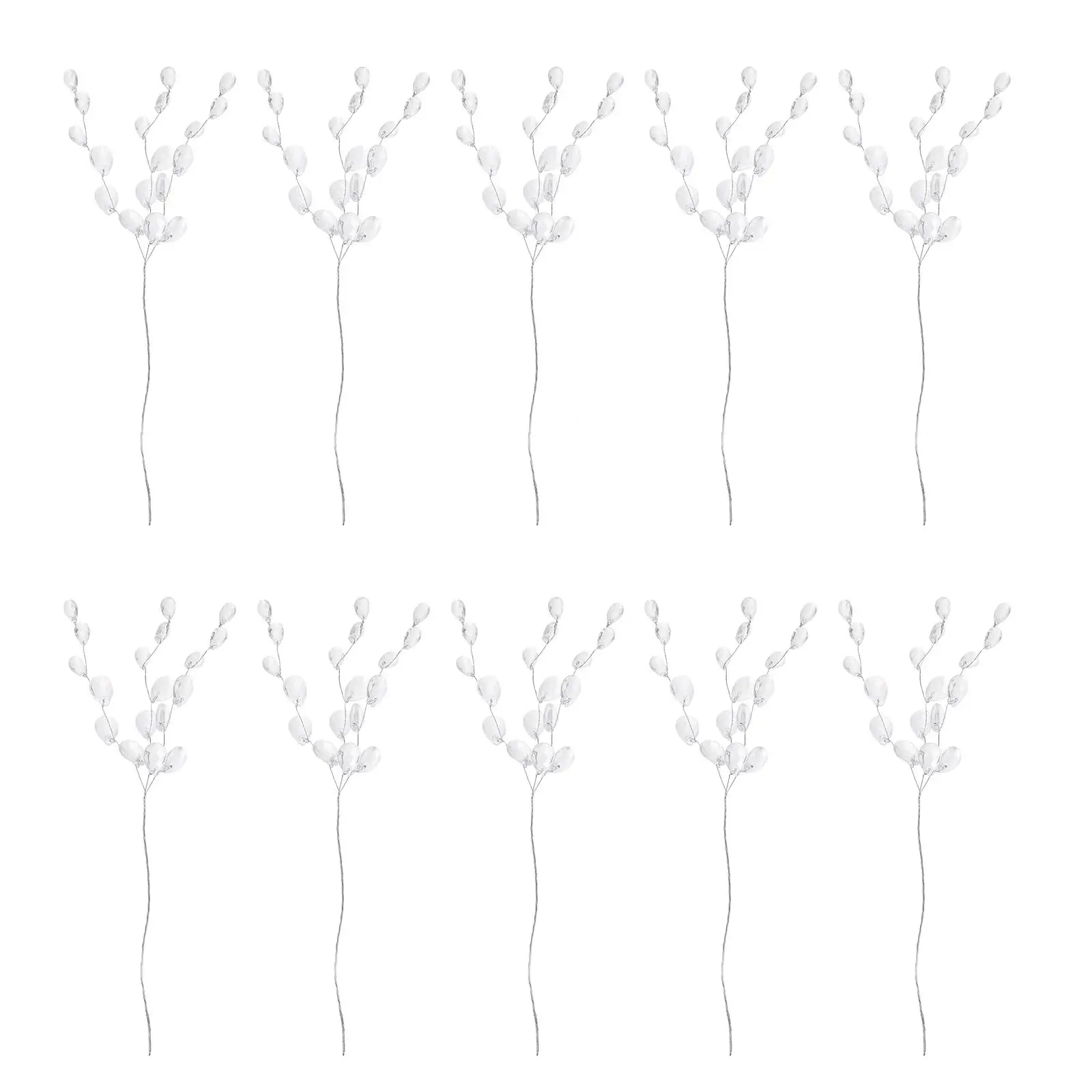 

50 Pcs Acrylic Flower Branch DIY Wreath Decor Artificial Wedding Headdress Crown Garland Simulated Three Pointed