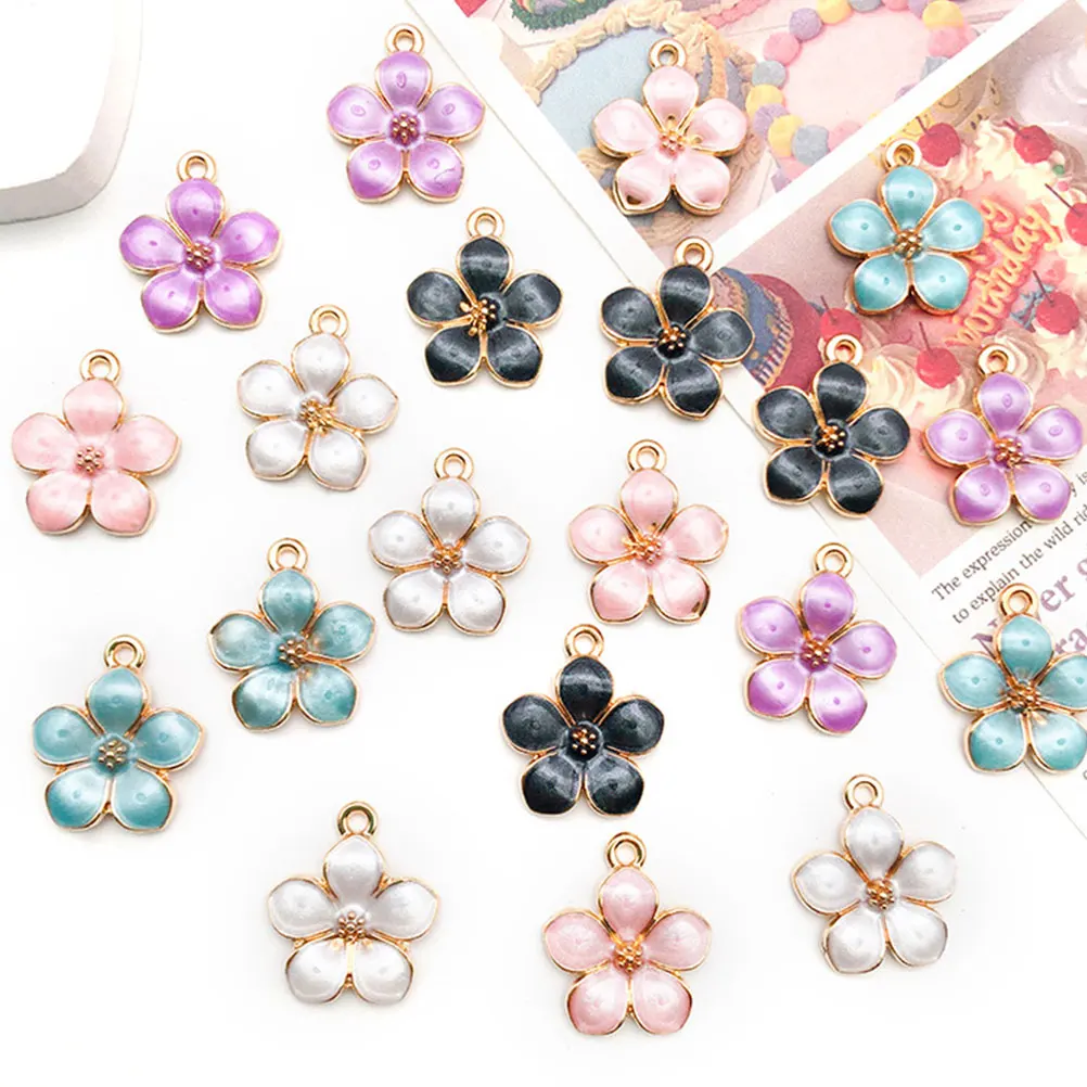 

40pcs Sakura Pendant Alloy Charms for DIY Jewelry Making Flower Earrings Necklaces Bracelets Decorative Floral Accessories
