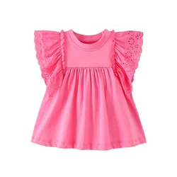 Jumping Meters 2-7T New Arrival Summer Girls Tshirts Baby Clothes Fly Sleeve Children's Tees Tops Kids Costume Cute Wear