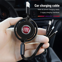 Car Interior Charging Data Cable Scalable 3 In 1 Phone Charger For FIAT 500 Ducato Panda Grande Punto Tipo Abarth Pulse Strada