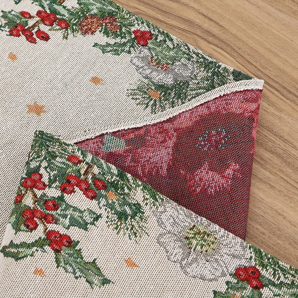 Camino de mesa de Navidad de Color de contraste largo, árbol rojo, decoración de escritorio de Navidad, muñeco de nieve, mantel de Papá Noel de 180x33CM, regalos