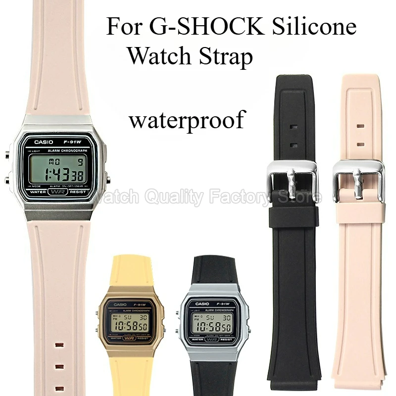 For Casio F-105 A-158/168 AE-1200/1300 Silicone 18mm Watch Strap Convex Connection High Elasticity Water Resistant Sport Band​​