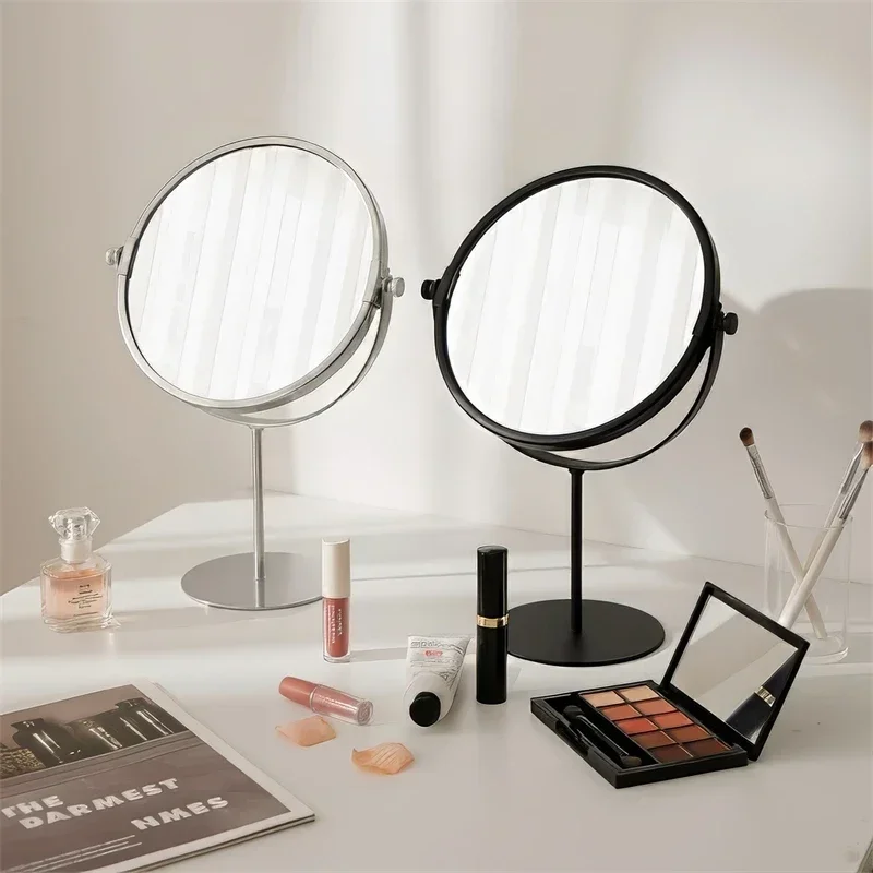Double Sided Rotating Metal Desktop Makeup Mirror For Women Teens Students Birthday Gift Elegant Home Vanity Table Decor