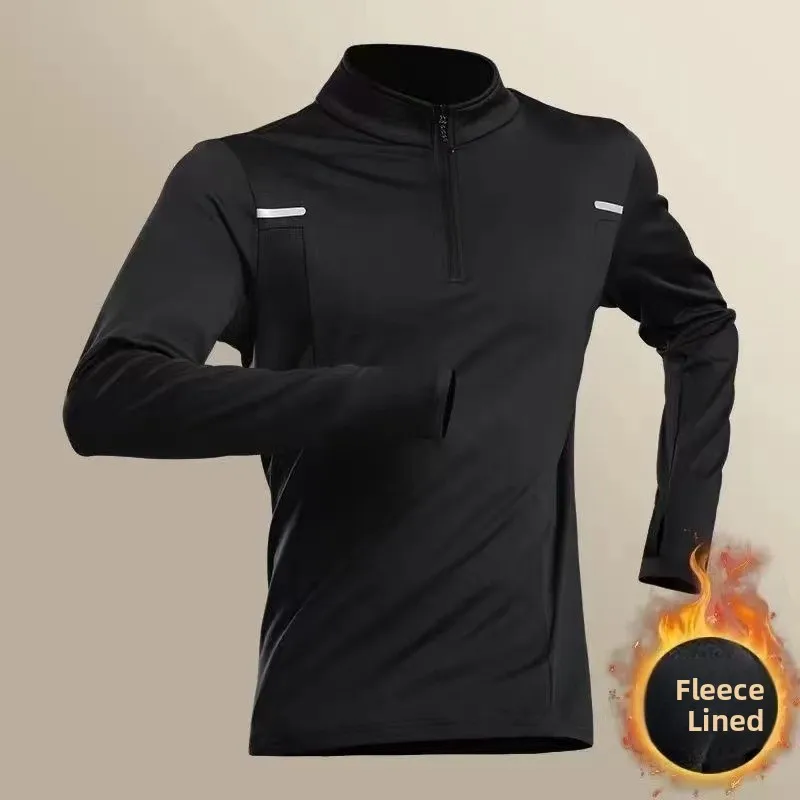 Abbigliamento da allenamento da uomo f Zip Qui Dry Long Sve Fitn Running Sports Top Colletto rialzato caldo traspirante in fibra di poliestere