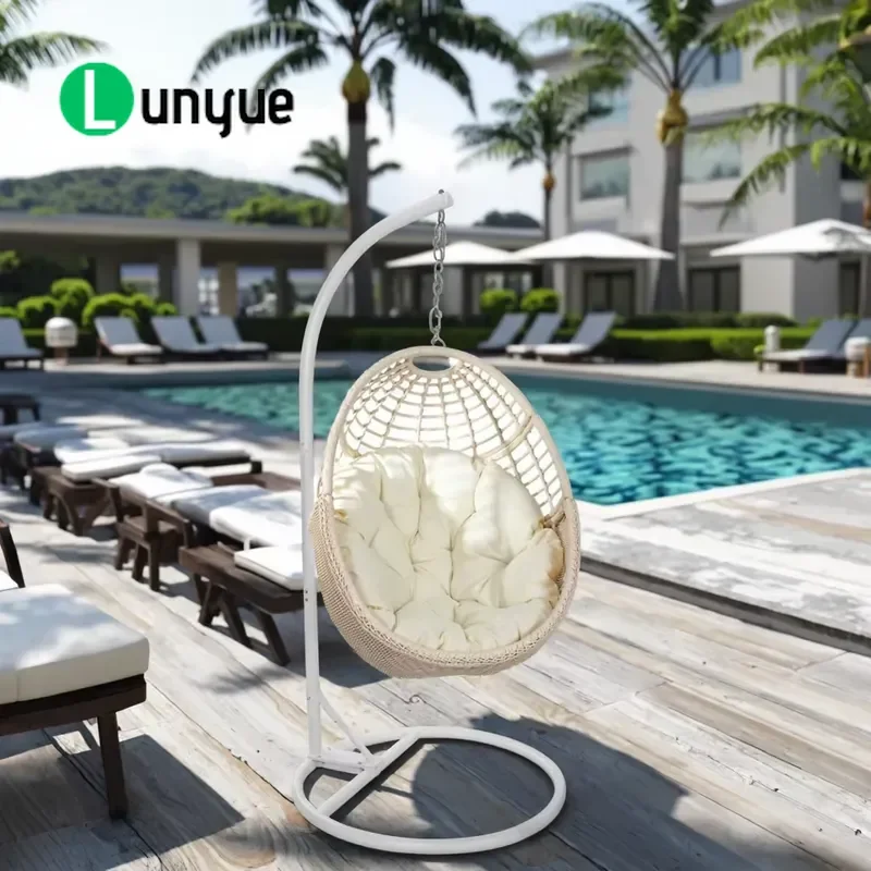Outdoor Swing Chair Weather Resistant Hanging Basket Seat Anti Rust Garden Patio Furniture Durable Comfortable Relaxing